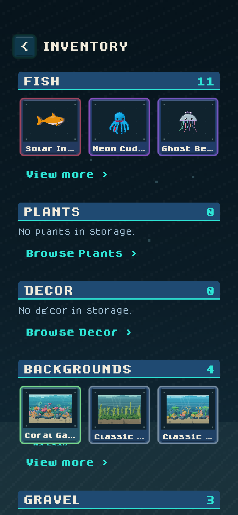 Inventory screen in Tankt